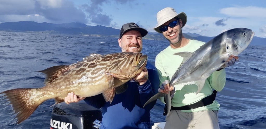 Grouper & Yellow tail jack captured with PECHE SUD Slow pitch jigs lures